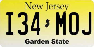 NJ license plate I34MOJ