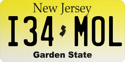 NJ license plate I34MOL