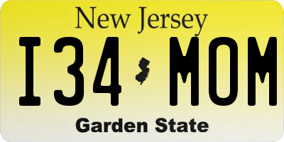 NJ license plate I34MOM