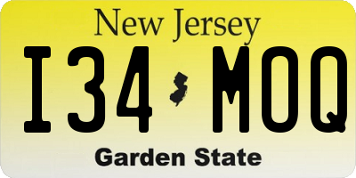 NJ license plate I34MOQ