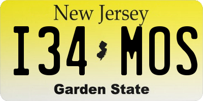NJ license plate I34MOS