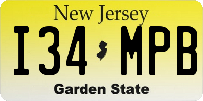 NJ license plate I34MPB