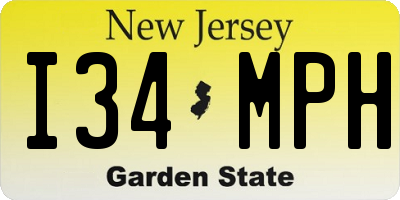 NJ license plate I34MPH