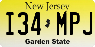 NJ license plate I34MPJ