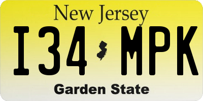 NJ license plate I34MPK