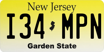 NJ license plate I34MPN