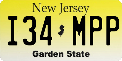 NJ license plate I34MPP