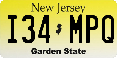NJ license plate I34MPQ
