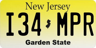 NJ license plate I34MPR