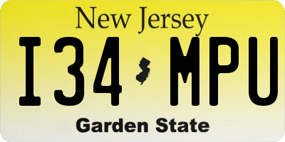 NJ license plate I34MPU