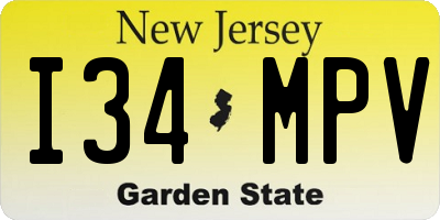 NJ license plate I34MPV