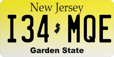 NJ license plate I34MQE