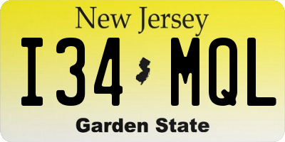 NJ license plate I34MQL
