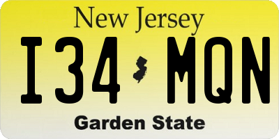 NJ license plate I34MQN