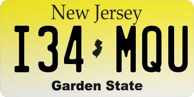 NJ license plate I34MQU