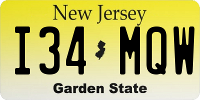 NJ license plate I34MQW