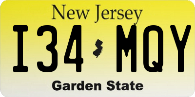 NJ license plate I34MQY