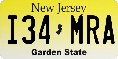 NJ license plate I34MRA