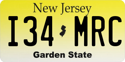 NJ license plate I34MRC