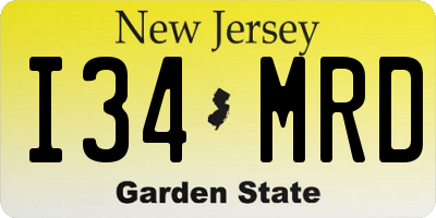 NJ license plate I34MRD