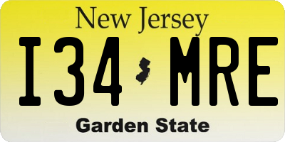 NJ license plate I34MRE