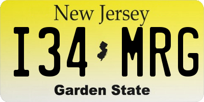 NJ license plate I34MRG