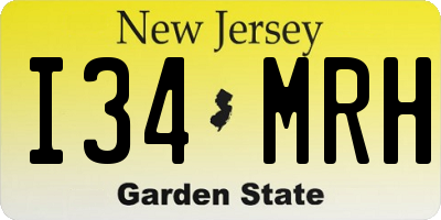 NJ license plate I34MRH