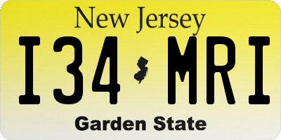 NJ license plate I34MRI