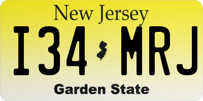 NJ license plate I34MRJ