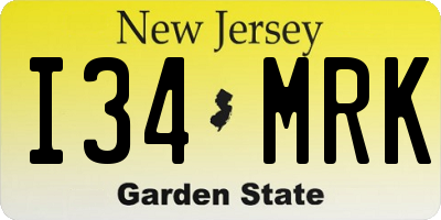 NJ license plate I34MRK