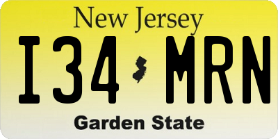 NJ license plate I34MRN
