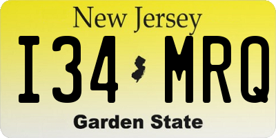 NJ license plate I34MRQ