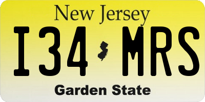 NJ license plate I34MRS