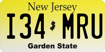 NJ license plate I34MRU