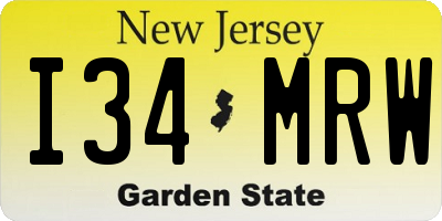 NJ license plate I34MRW