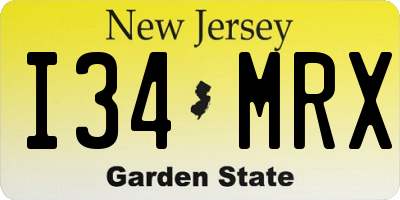 NJ license plate I34MRX