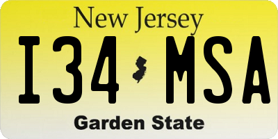 NJ license plate I34MSA