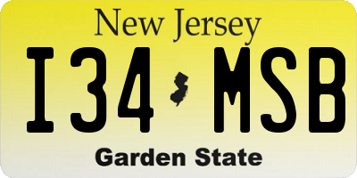 NJ license plate I34MSB
