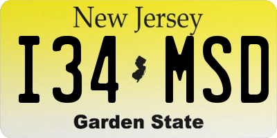 NJ license plate I34MSD