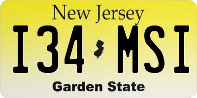 NJ license plate I34MSI