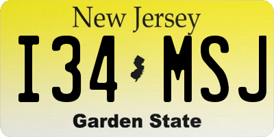 NJ license plate I34MSJ