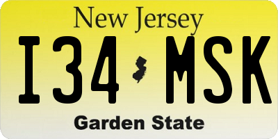 NJ license plate I34MSK