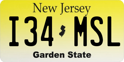 NJ license plate I34MSL