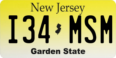 NJ license plate I34MSM