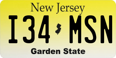 NJ license plate I34MSN