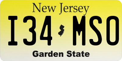 NJ license plate I34MSO