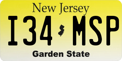 NJ license plate I34MSP