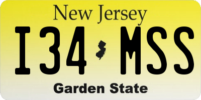 NJ license plate I34MSS