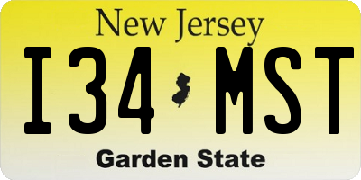NJ license plate I34MST
