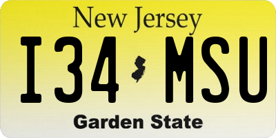 NJ license plate I34MSU